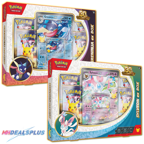 Pokemon 30th Celebration ex Box Set of 2 Greninja ex Sylveon ex Ravli